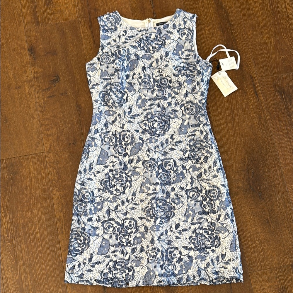 Floral Blue Sleeveless Dress